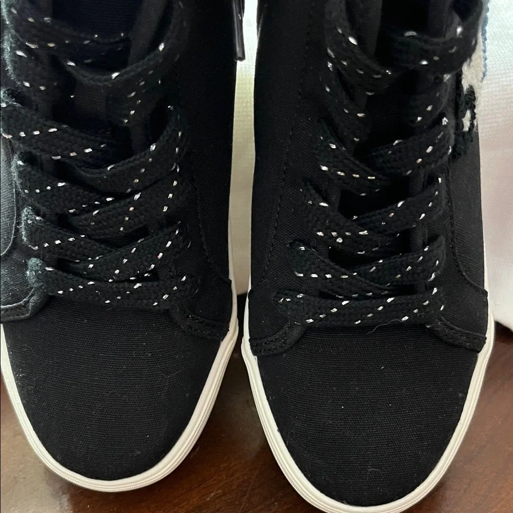 GB Girls Black High-Top Sneakers with Colorful Patches